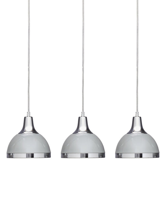 Vermont Three Shutter Grey and Chrome Shade Pendant Light