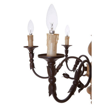 Wood and Metal 6 Arm Chandelier | Paulette
