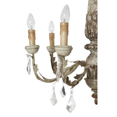 Carved Wooden 6 Arm Chandelier | Pavatti