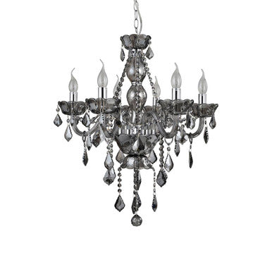 Murano Smoked Chrome And Crystal Chandelier