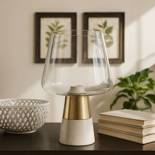 Sebah Table Lamp with Marble Base and Glass Shade