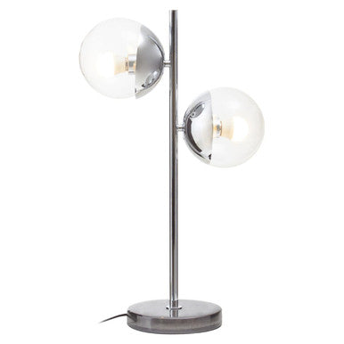 Two Light Silver and Black Marble Table Lamp | Revive