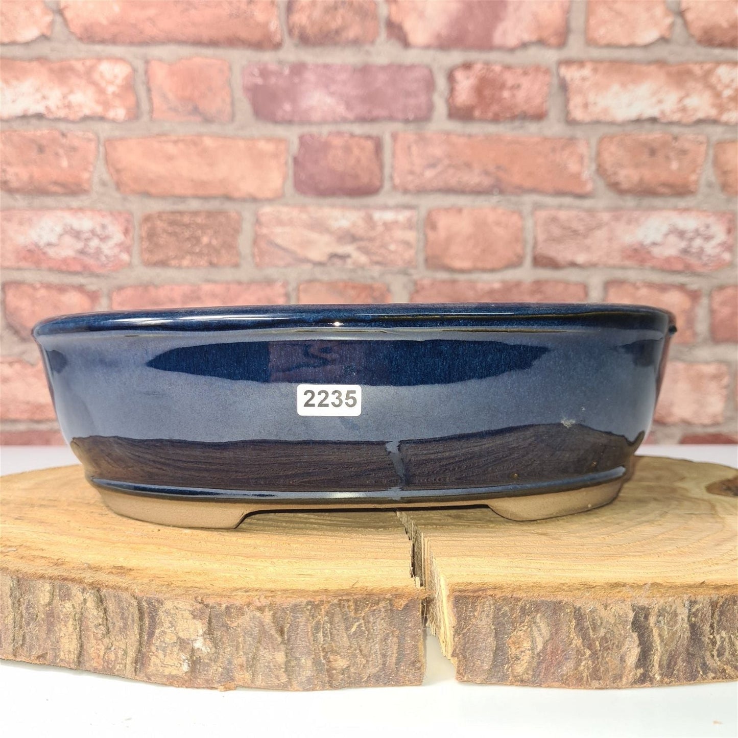 27cm Glazed Bonsai Pot | Oval | 27cm x 21cm x 8cm | Blue