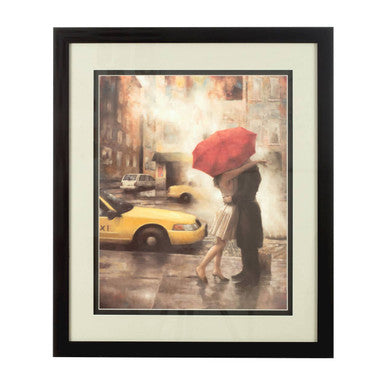 Framed Couple Under Umbrella Wall Art | City