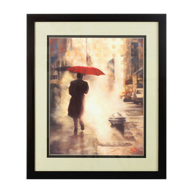 Framed Man Under Umbrella Wall Art | City