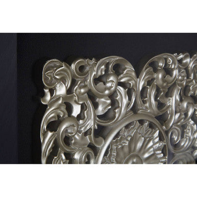 Framed Silver MDF Filigree Carving Wall Art | Nason
