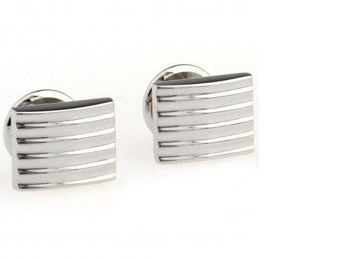plain silver striped design cufflinks