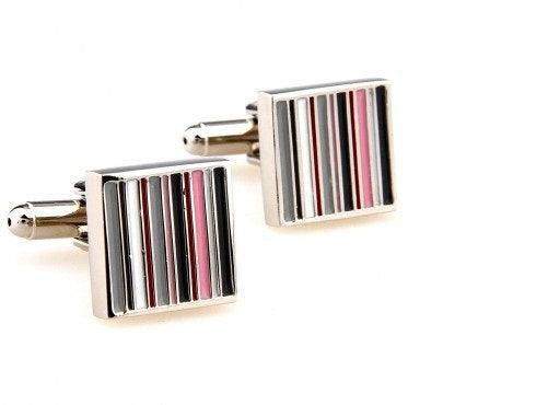 black, grey and white striped design cufflinks