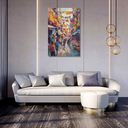 Vibrant Marketplace Canvas
