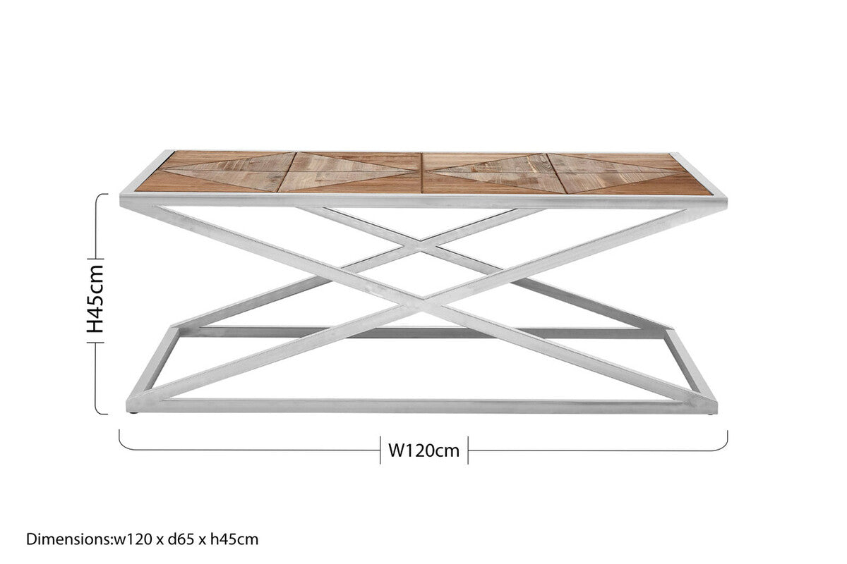 Natural Rectangular Coffee Table with Cross Frame Design | Hudson