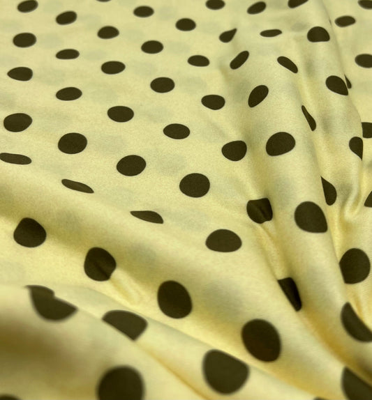 Lemon Polka Super Soft Bogota 4 Way Stretch Fabric