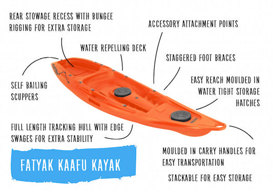 Kaafu Solo Kayak | Orange | Lightweight & Stable