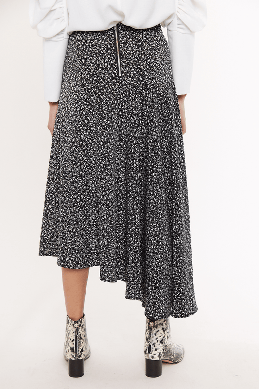 Carole Night Flower Asymmetric Midi Skirt