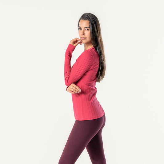 Organic Cotton Ribbed Long Sleeve T-shirt: Womens