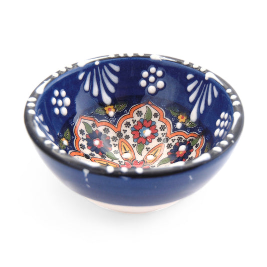 8 cm Handmade Bowl, Floral Navy
