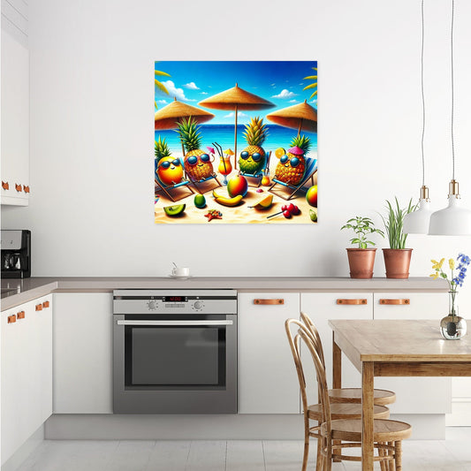 Tropical Fruit Beach Party Canvas