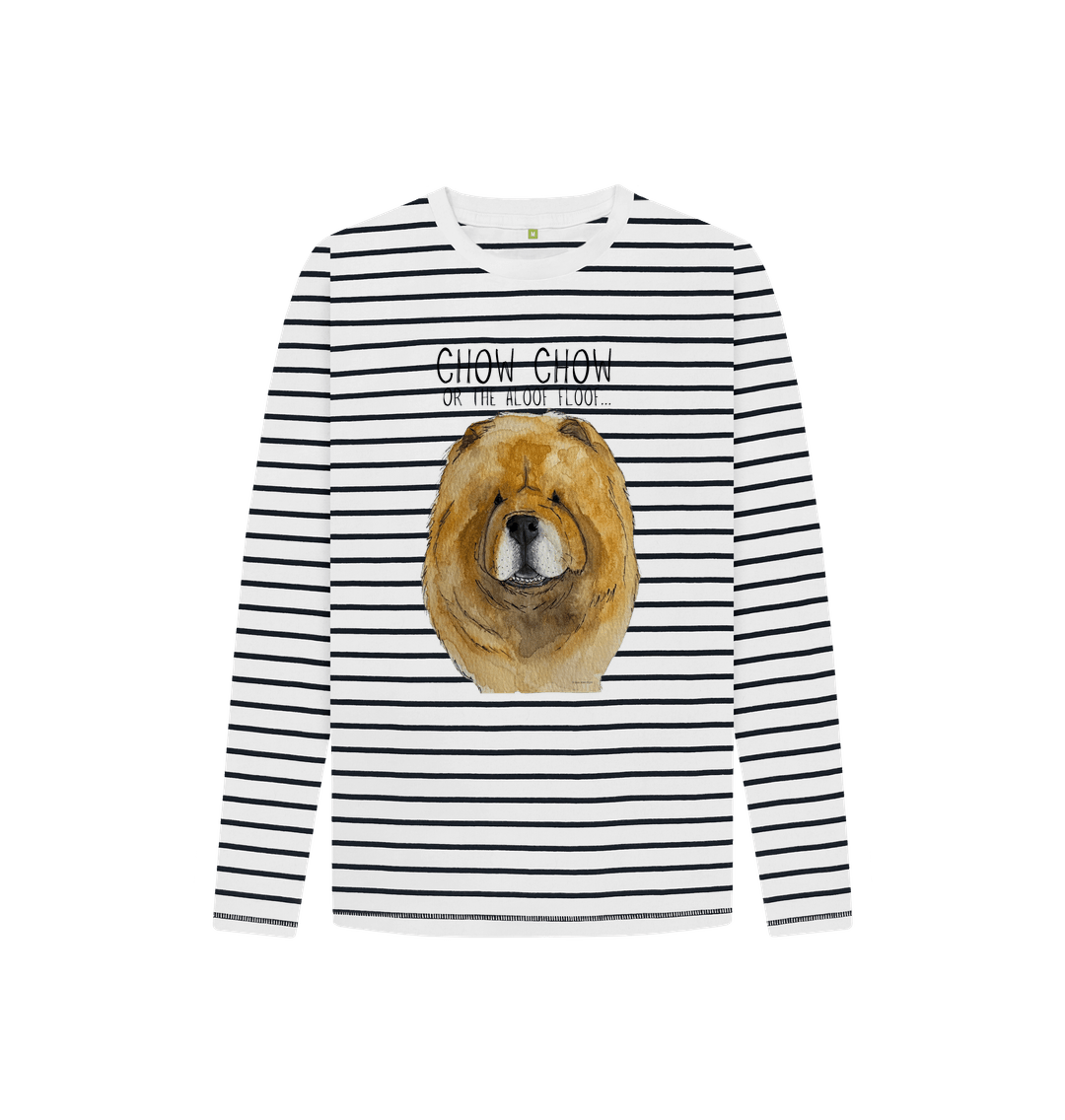 Red Chow Chow Kids' Breton Stripe Tee – Cozy & Cute with a Fluffy Friend!