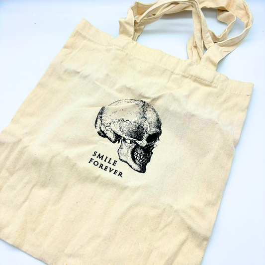 Mr Sci Glass Specimen Jar & Science Tote Bag Smile Forever (Skull)
