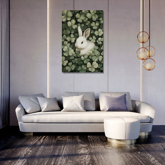 Rabbit in Clover Canvas