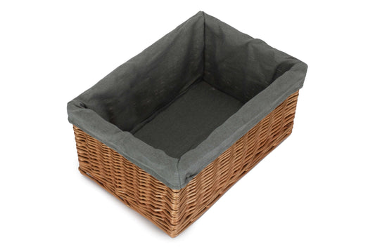 Large Double Steamed Willow Storage Basket with Grey Sage Lining
