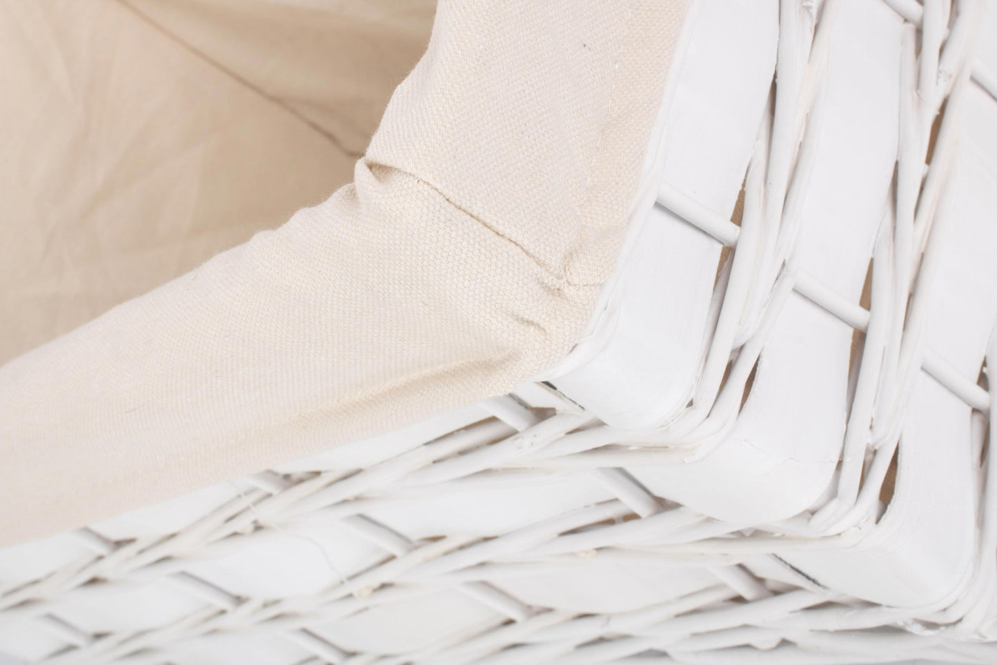 Large White Scandi Storage Basket with White Lining