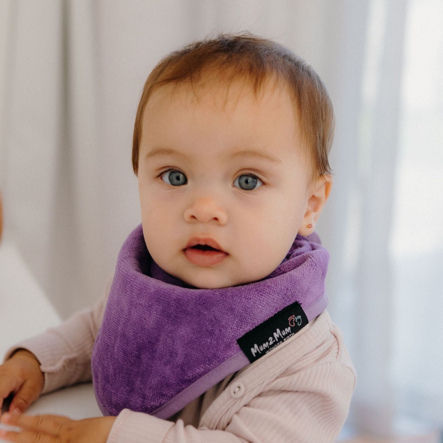 3 PACK - Mum 2 Mum Bandana Style Baby Bibs - Cerise / Purple / Baby Pink