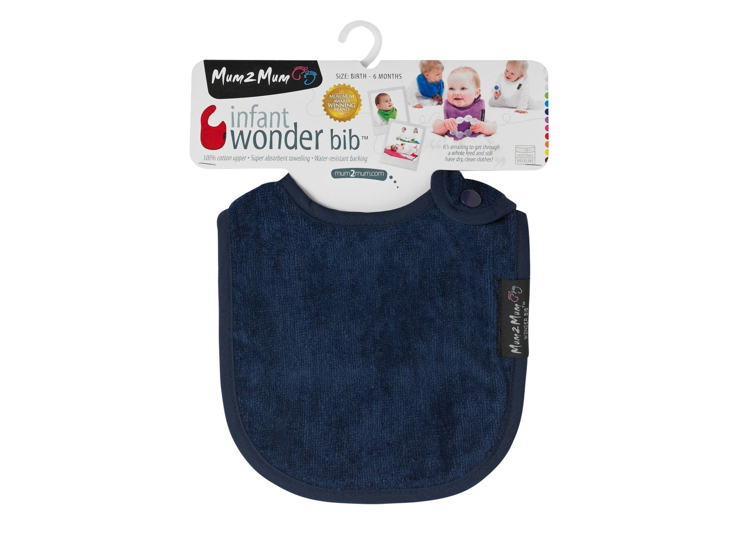 3 PACK - Mum 2 Mum Infant Wonder Bibs - Navy / Teal / Baby Blue