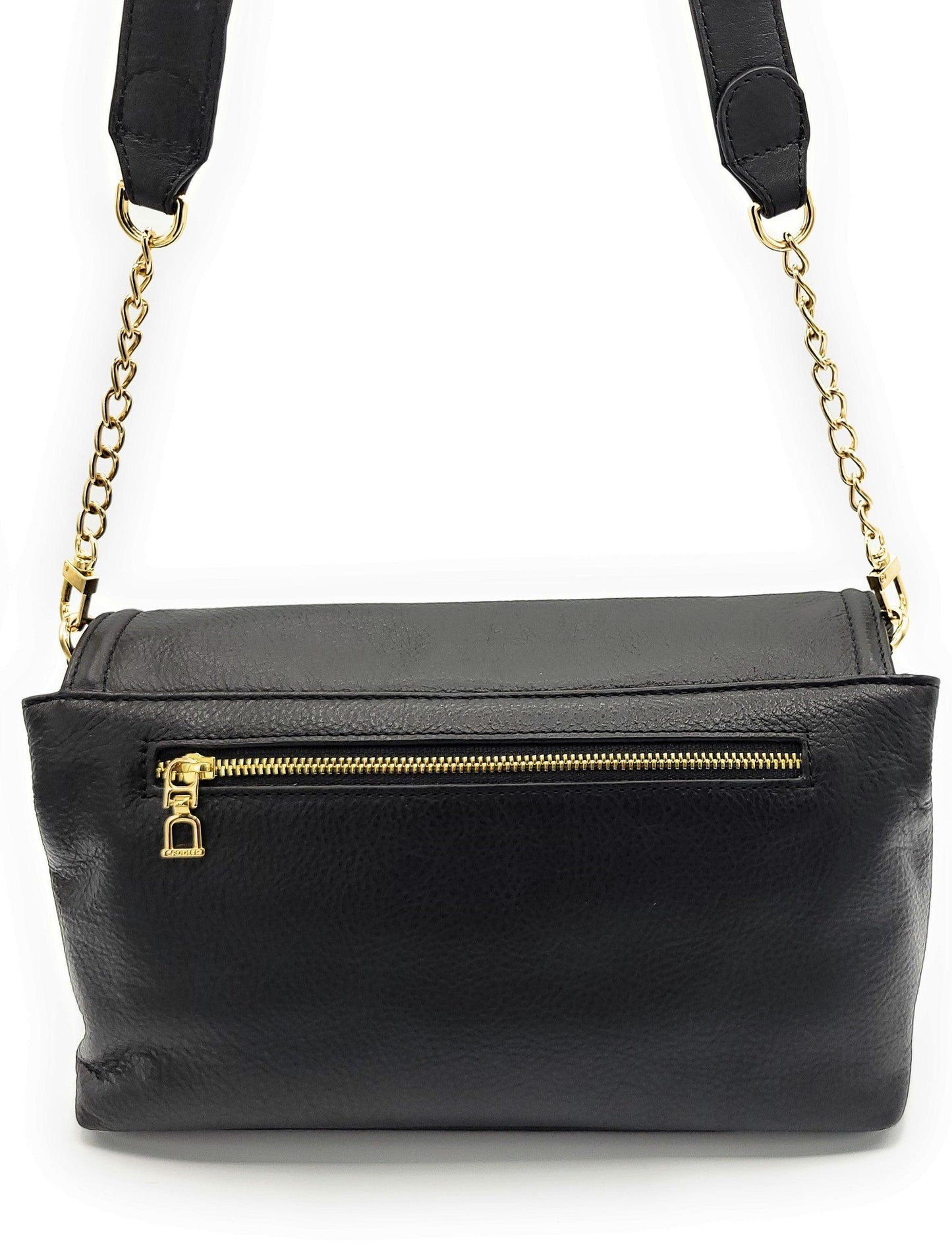 SADDLER ORLA Real Leather Designer Flapover Handbag with Chain Detail Strap
