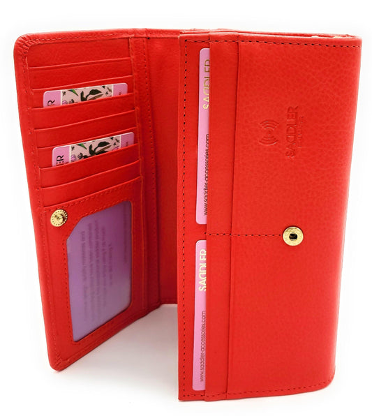 SADDLER BONNIE Real Leather Designer RFID Multi-section Purse | Gift Boxed