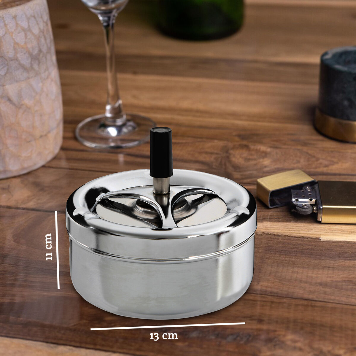 Chrome Effect Large Spinning Ashtray | Siberia