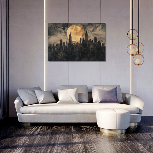 Moonlit Metropolis Canvas