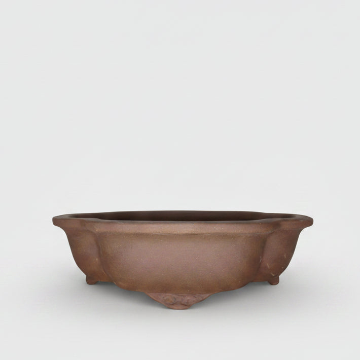 31cm Unglazed Bonsai Pot Oval | 31cm x 25cm x 9cm | Floral | Brown