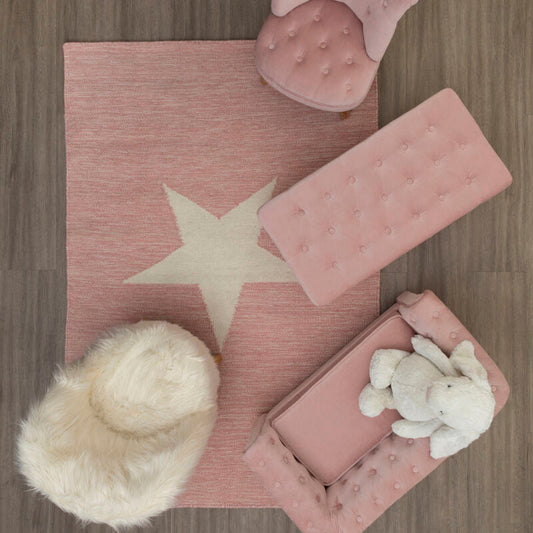 Pink and White Star Rug