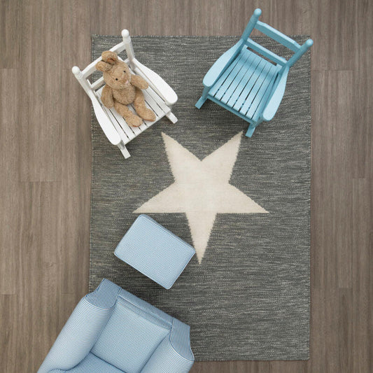 Grey and White Star Rug | Kids Rugs