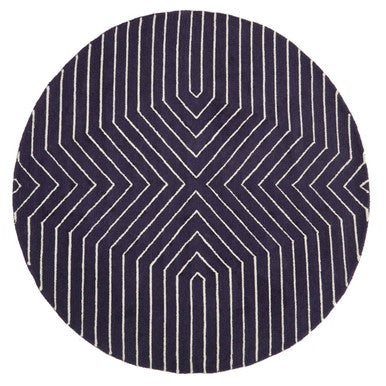 Bosie Blue and White Round Rug | Moyo