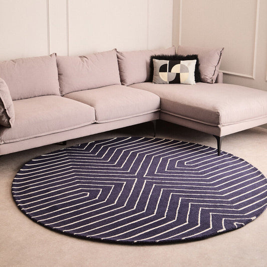 Bosie Moyo Blue And White Round Rug