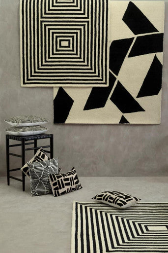 Bosie Large Black and White Geometric Rug | Milana