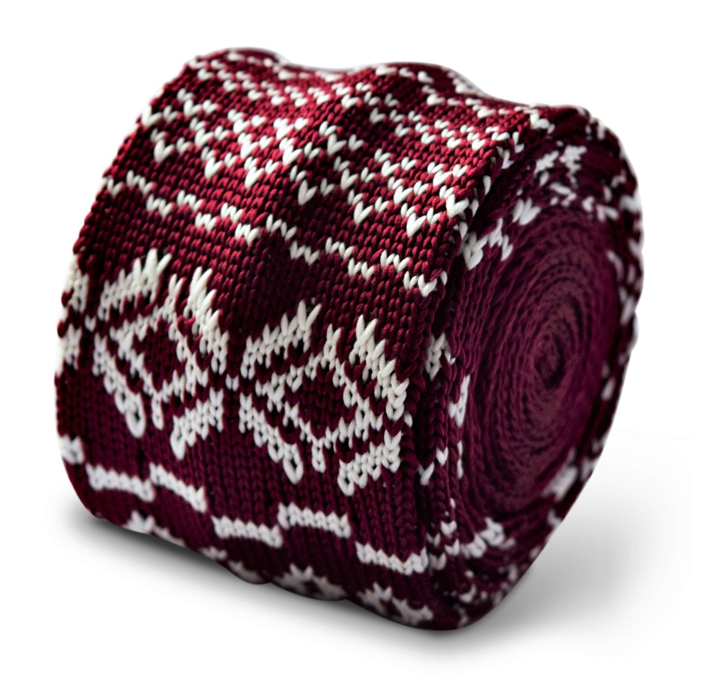 maroon with christmas jumper design knitted skinny tie