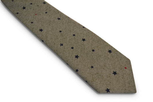 light grey green with star design cotton tie