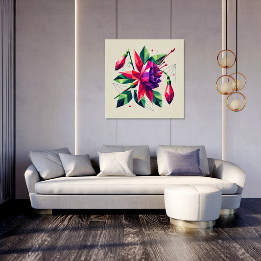Geometric Fuchsia Blossom Canvas
