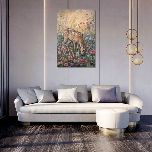 Grazing Deer Elegance Canvas