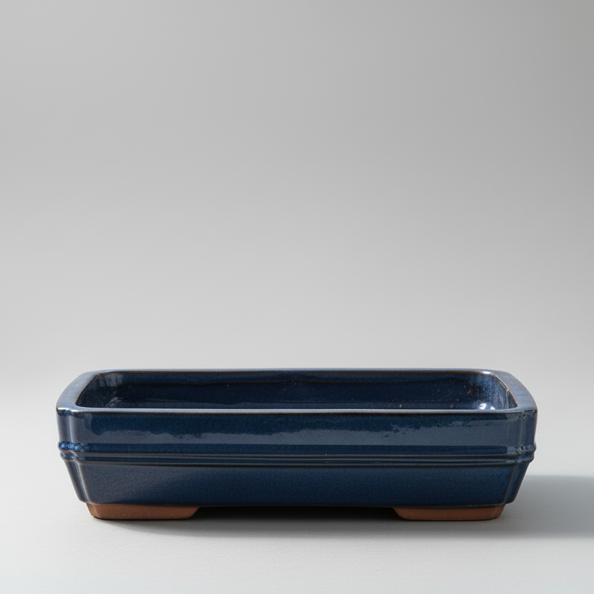 37cm Glazed Bonsai Pot | Rectangle | 37cm x 28cm x 9cm | Blue