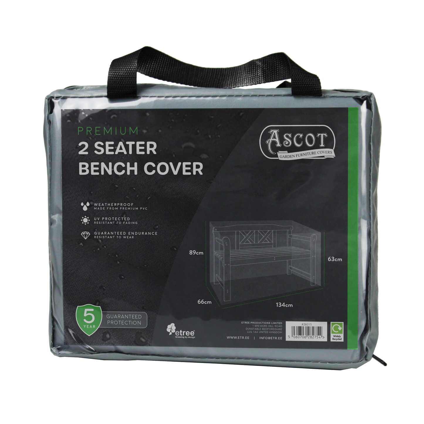 Premium 1.2m(4ft) 2 Seater Bench Cover - 134 X 66 X 63/89 (H) cm