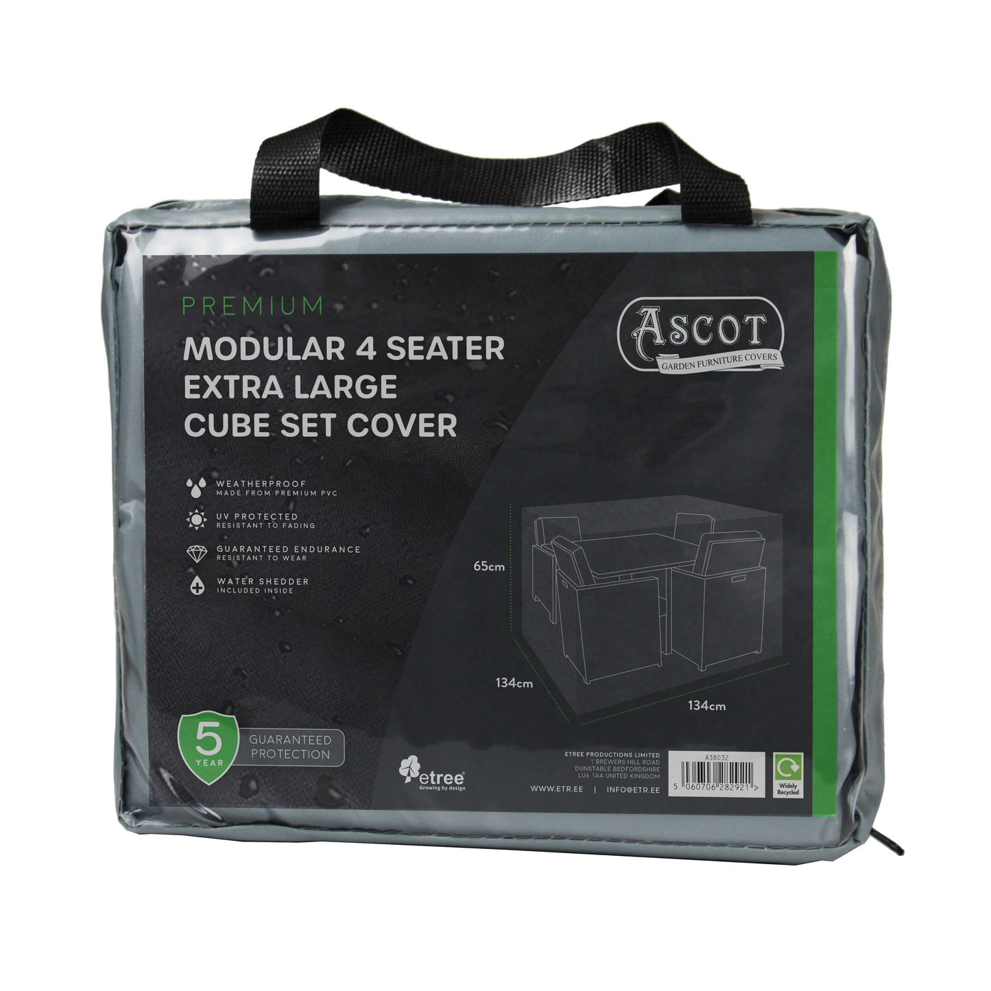 Premium Modular 4 Seater Cube Set Cover XL - 134 X 134 X 65 H