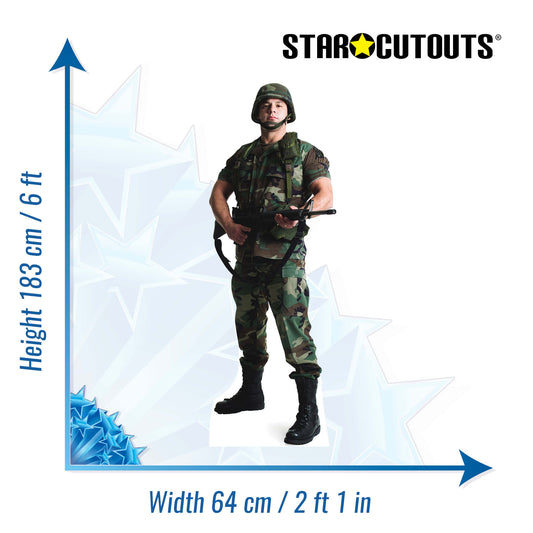 SC388 US Soldier Cardboard Cut Out Height 183cm