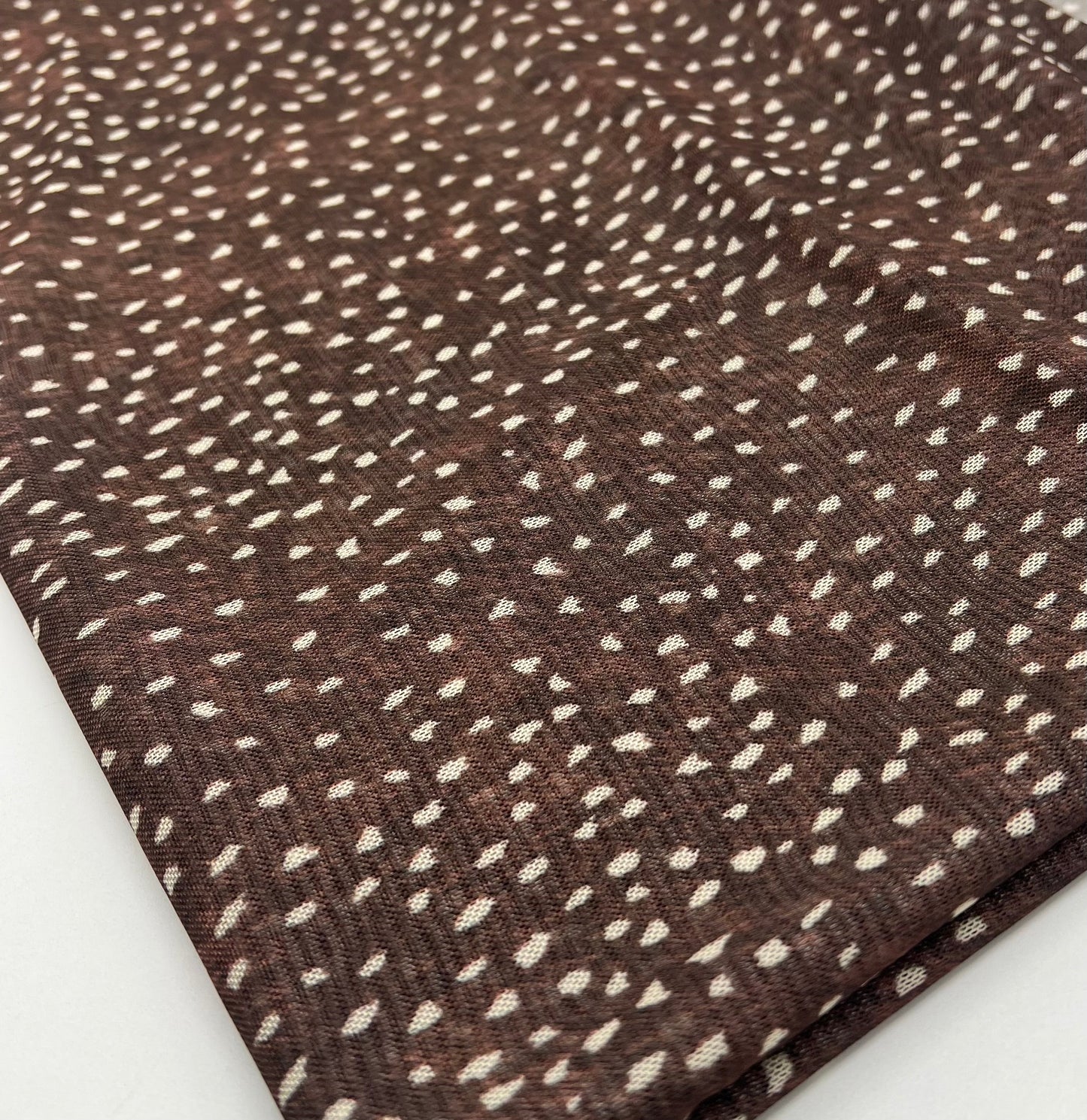 Brown Spot Print Mesh Fabric Stretch