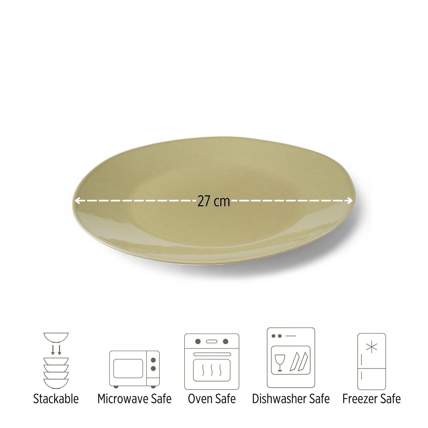 Porcelain Dinner Plate - Lindis Series, Moss Green - 27cm Diameter