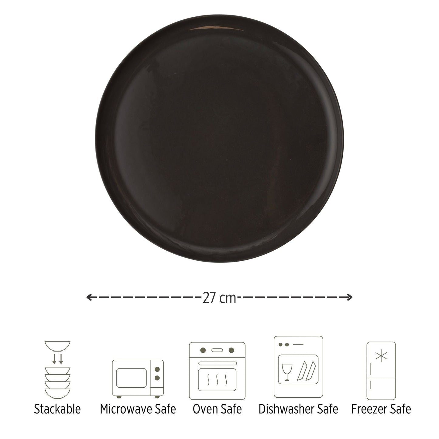 Porcelain Dinner Plate - Sanday Series, Antracite - 27cm Diameter