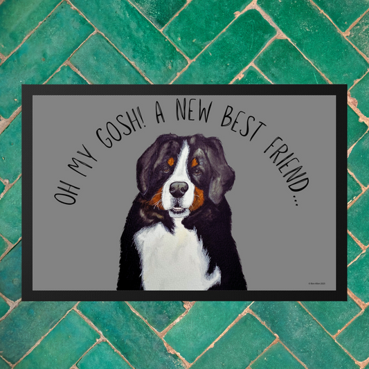 Oh My Gosh, A New Best Friend!" – Bernese Mountain Dog Doormat