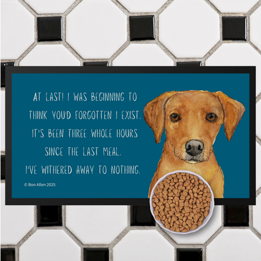 Starving Since Breakfast Pet Bowl Mat – Featuring the Fox Red Labrador